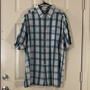 Avirex Men's Blue and White Checkered Shirt